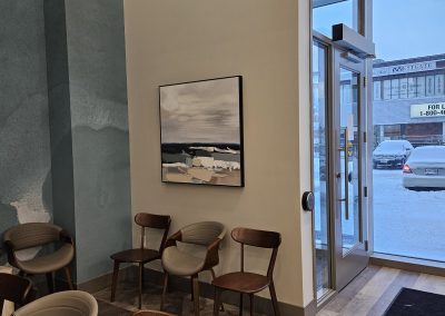 Clean and inviting waiting area inside Trillium Dental clinic.